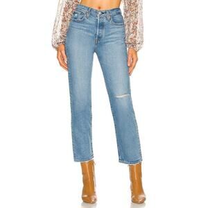 Levi's Wedgie High Rise Straight Leg Ankle Denim Jeans Salsa Spice Blue 31